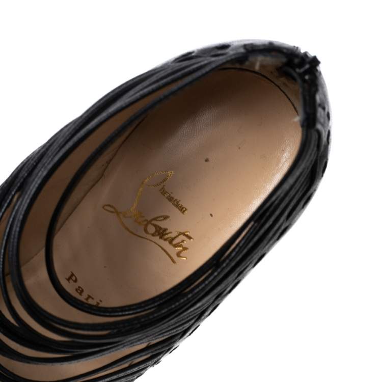 مملوكة مسبقًا Christian Louboutin Black Leather Gortik Ankle Booties Size 36