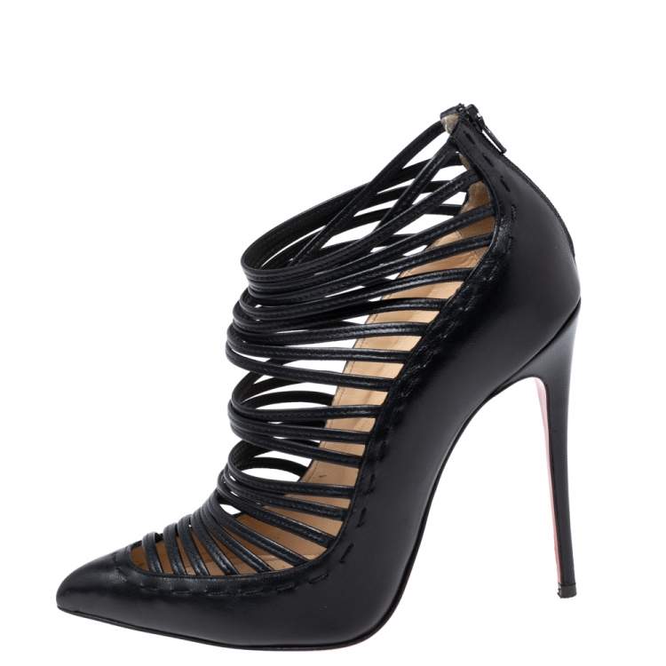 مملوكة مسبقًا Christian Louboutin Black Leather Gortik Ankle Booties Size 36