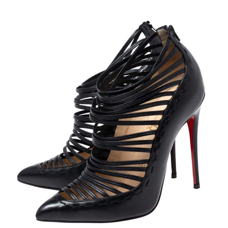 مملوكة مسبقًا Christian Louboutin Black Leather Gortik Ankle Booties Size 36