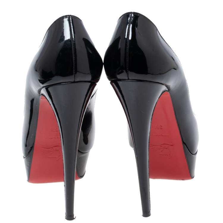 مملوكة مسبقًا Christian Louboutin Black Patent Leather Lady Peep Toe Pumps Size 36.5