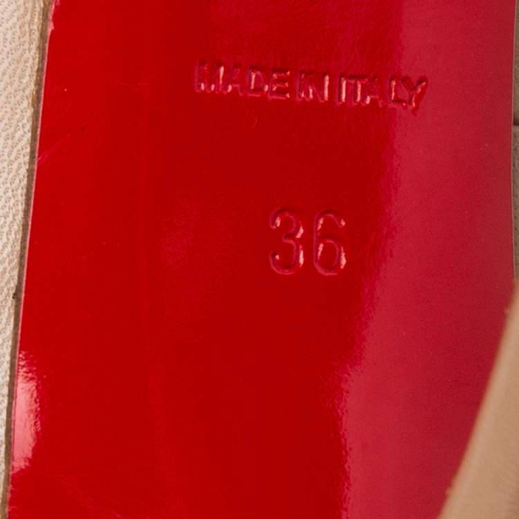 Pre Owned Christian Louboutin Beige Leather Gortik Ankle Booties Size 36