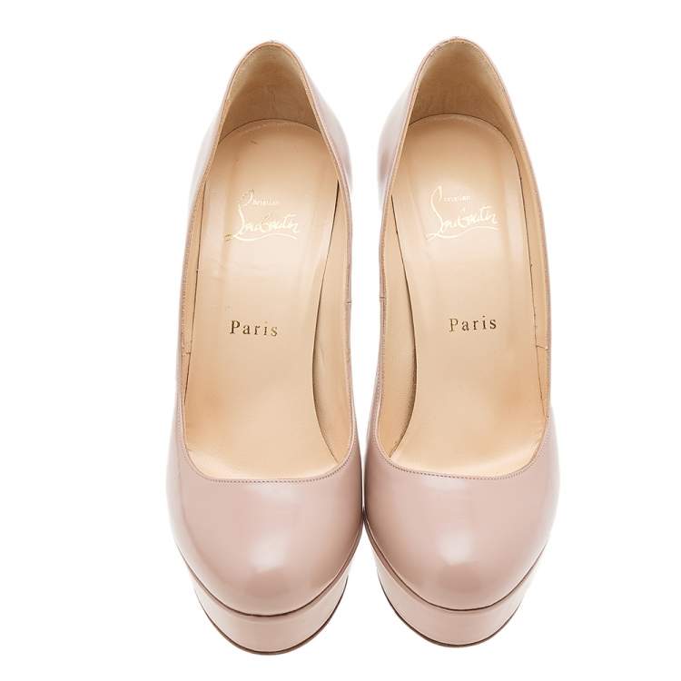 Pre Owned Christian Louboutin Beige Leather Bianca Platform Pumps Size 39