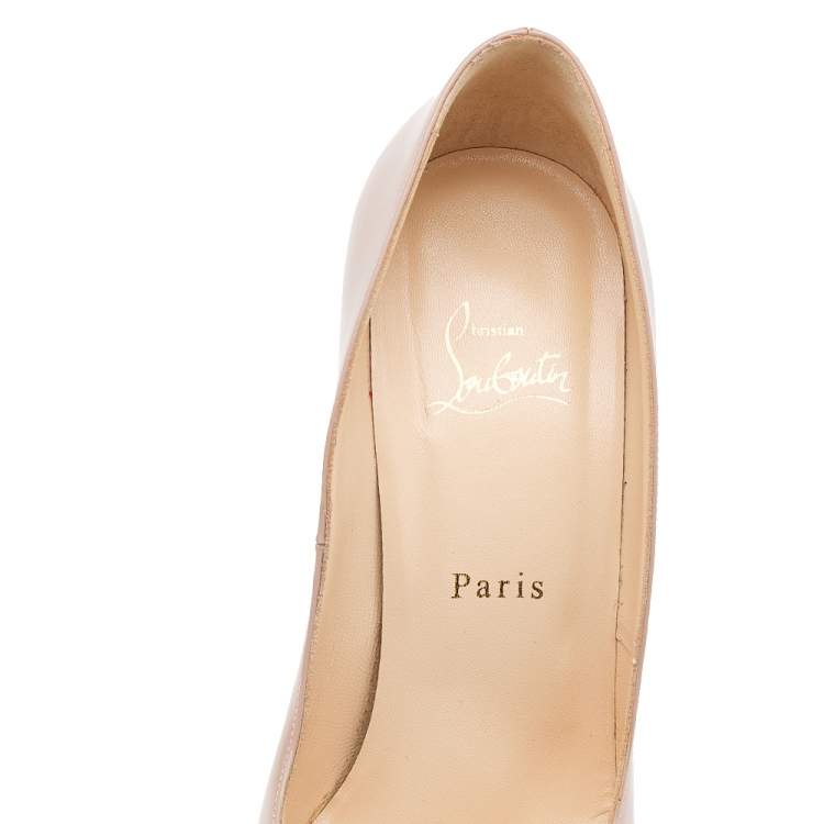 Pre Owned Christian Louboutin Beige Leather Bianca Platform Pumps Size 39