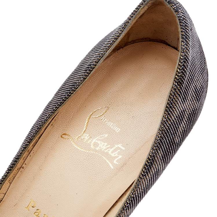 Pre Owned Christian Louboutin Metallic Leopard Print Lurex Fabric Very Prive Pumps Size 38.5
