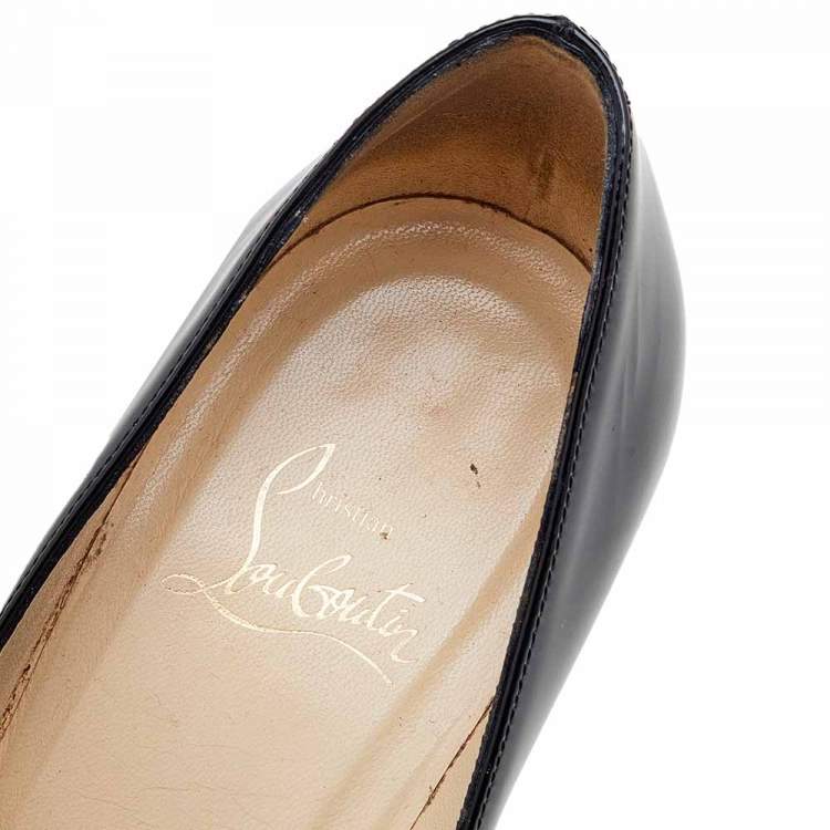 Pre Owned Christian Louboutin Black Patent Leather Simple Pumps Size 38