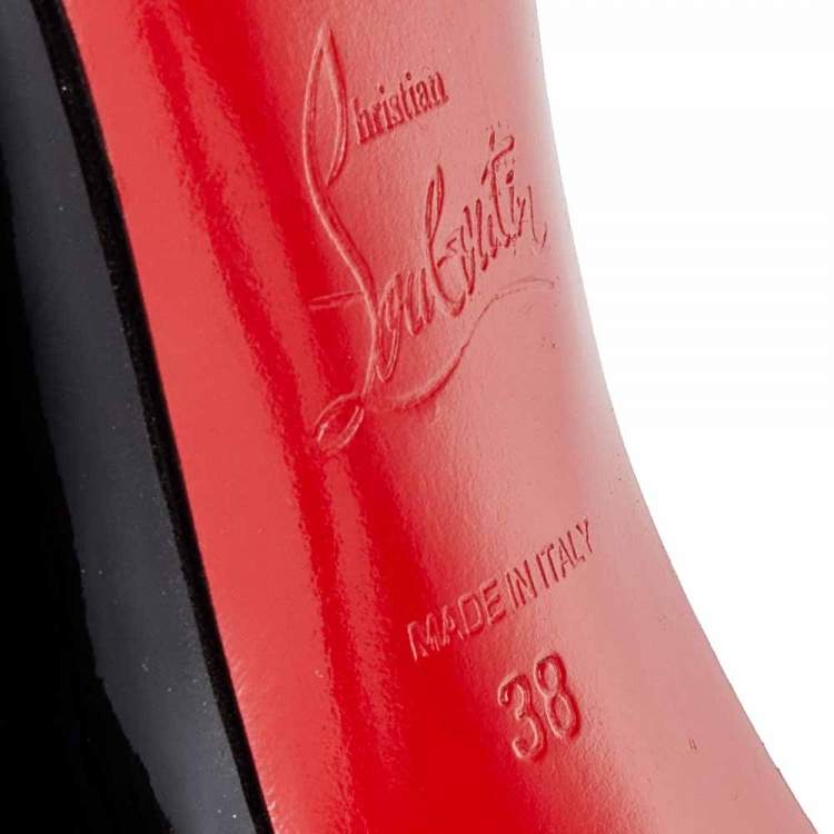 Pre Owned Christian Louboutin Black Patent Leather Simple Pumps Size 38