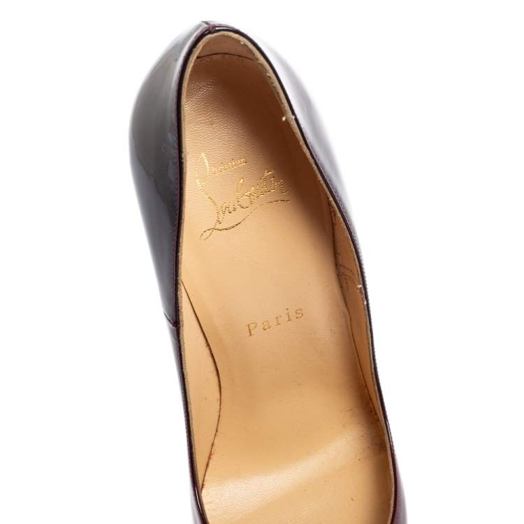 Pre Owned Christian Louboutin Two-Tone Patent Leather So Kate Pumps Size 38