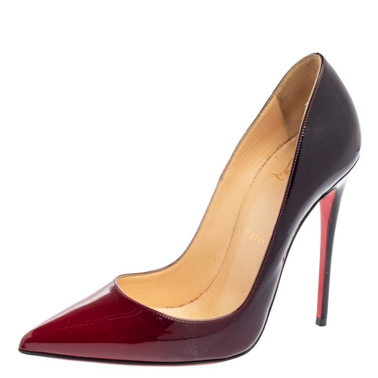 Pre Owned Christian Louboutin Two-Tone Patent Leather So Kate Pumps Size 38