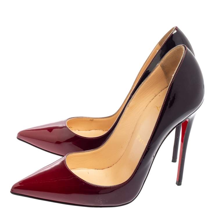Pre Owned Christian Louboutin Two-Tone Patent Leather So Kate Pumps Size 38