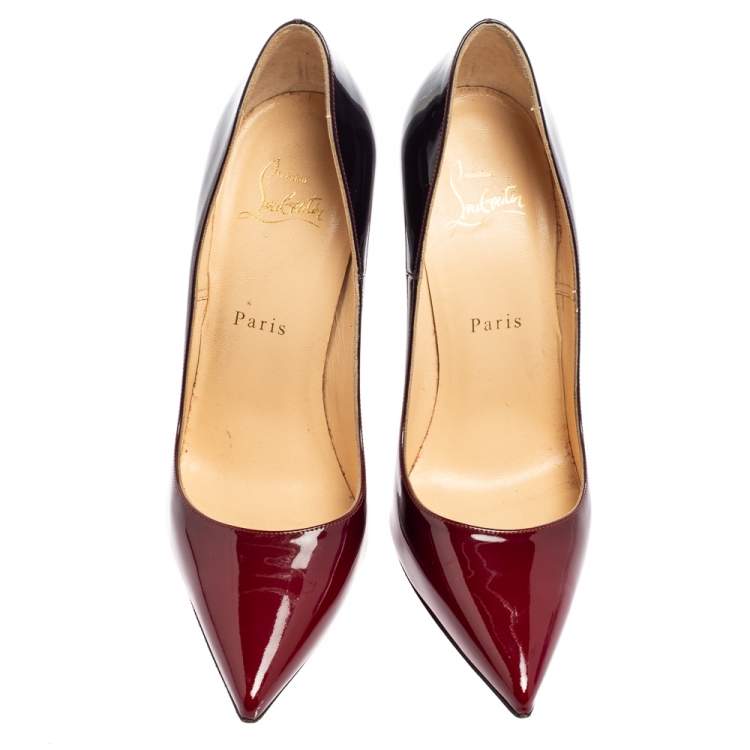 Pre Owned Christian Louboutin Two-Tone Patent Leather So Kate Pumps Size 38