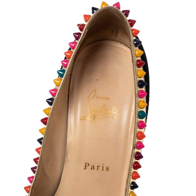 Pre Owned Christian Louboutin Multicolor Suede and Patent Leather Malabar Hill Pumps Size 39.5 