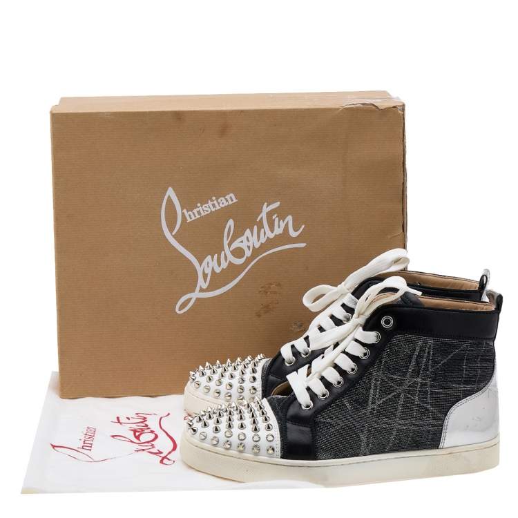 مملوكة مسبقًا Christian Louboutin Multicolor Mesh and Leather Lou Spikes Sneakers Size 38