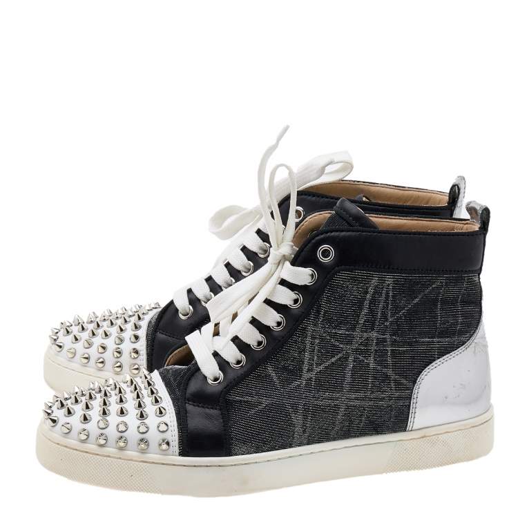 مملوكة مسبقًا Christian Louboutin Multicolor Mesh and Leather Lou Spikes Sneakers Size 38