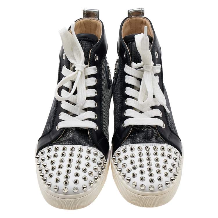 مملوكة مسبقًا Christian Louboutin Multicolor Mesh and Leather Lou Spikes Sneakers Size 38