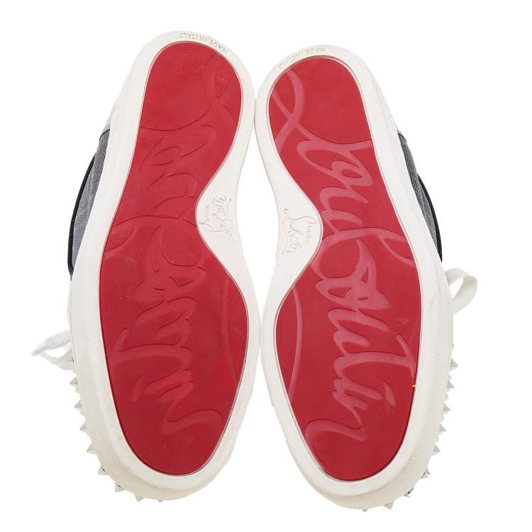 مملوكة مسبقًا Christian Louboutin Multicolor Mesh and Leather Lou Spikes Sneakers Size 38