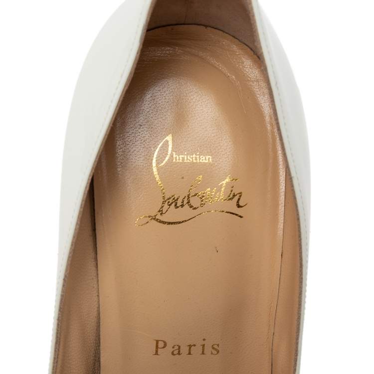 Pre Owned Christian Louboutin White Patent Leather Kate Pumps Size 39