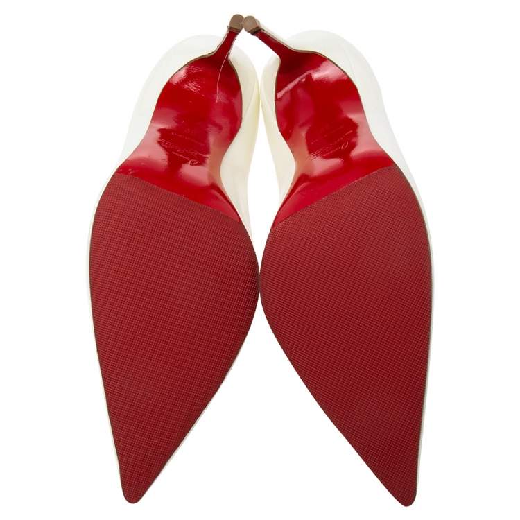 Pre Owned Christian Louboutin White Patent Leather Kate Pumps Size 39
