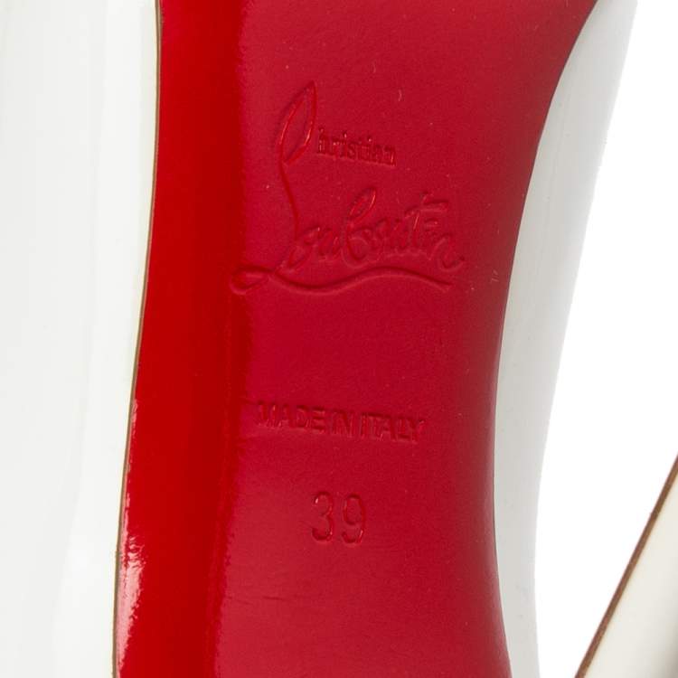 Pre Owned Christian Louboutin White Patent Leather Kate Pumps Size 39