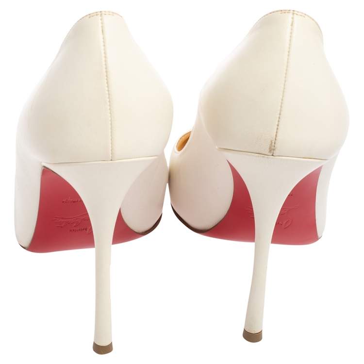 Pre Owned Christian Louboutin White Leather Kate Pumps Size 39