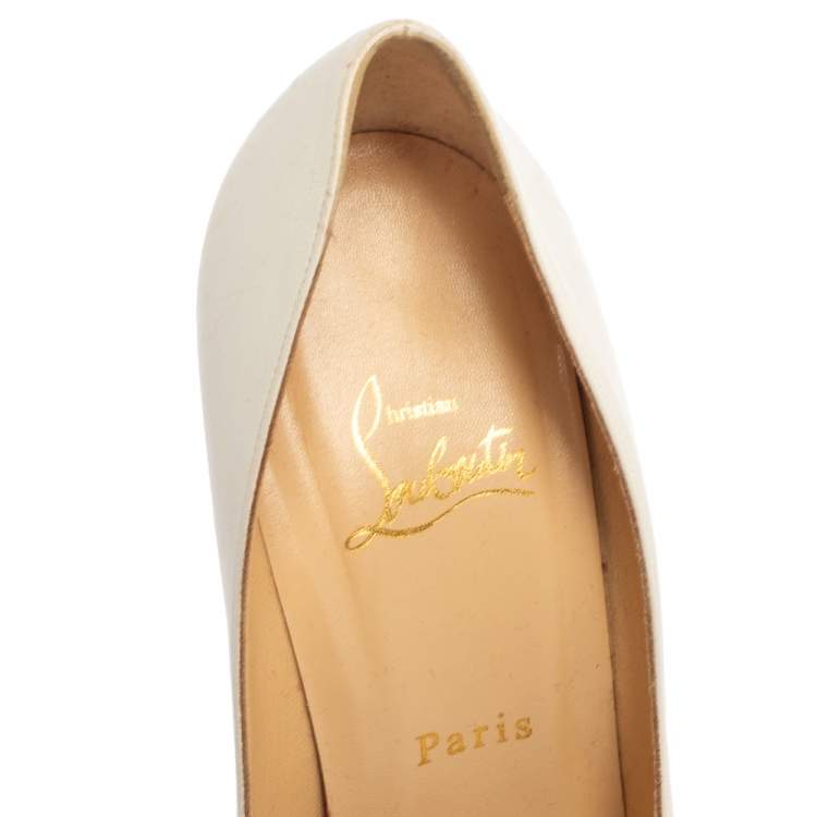 Pre Owned Christian Louboutin White Leather Kate Pumps Size 39
