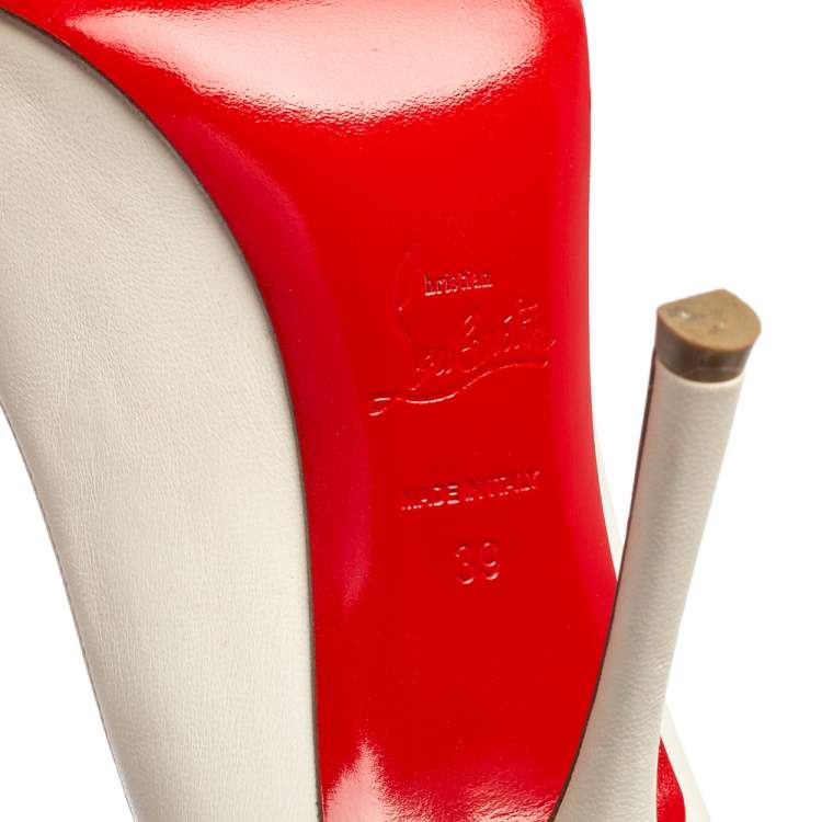 Pre Owned Christian Louboutin White Leather Kate Pumps Size 39
