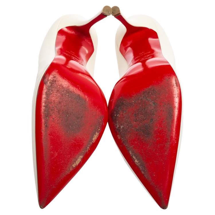 Pre Owned Christian Louboutin White Leather Kate Pumps Size 39