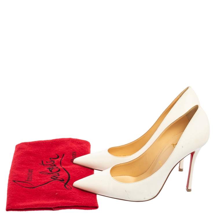 Pre Owned Christian Louboutin White Leather Kate Pumps Size 39