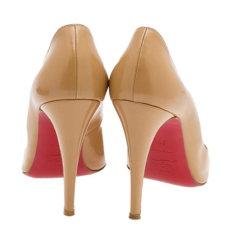Pre Owned Christian Louboutin Beige Leather Simple Pumps Size 38.5