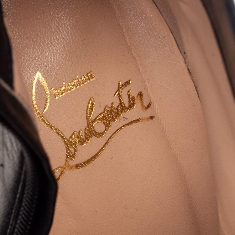 Pre Owned Christian Louboutin Black Leather Daffodile Ankle Booties Size 37