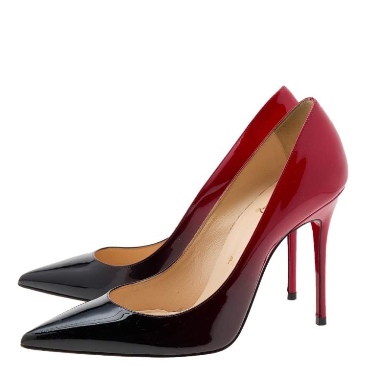 Pre Owned Christian Louboutin Black/Red Patent Leather So Kate Pumps Size 36.5