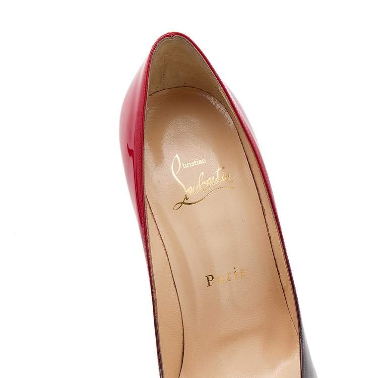 Pre Owned Christian Louboutin Black/Red Patent Leather So Kate Pumps Size 36.5