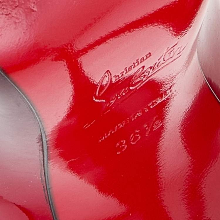 Pre Owned Christian Louboutin Black/Red Patent Leather So Kate Pumps Size 36.5