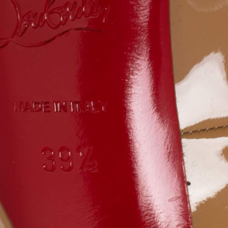 Pre Owned Christian Louboutin Tan Patent Leather Very Prive Pumps Size 39.5