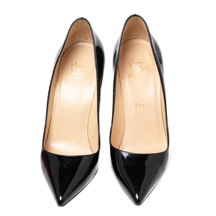 Pre Owned Christian Louboutin Black Patent Leather Pigalle Pumps Size 36.5