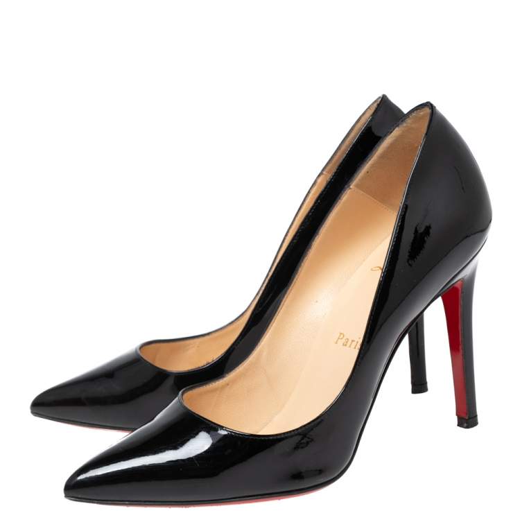 Pre Owned Christian Louboutin Black Patent Leather Pigalle Pumps Size 36.5