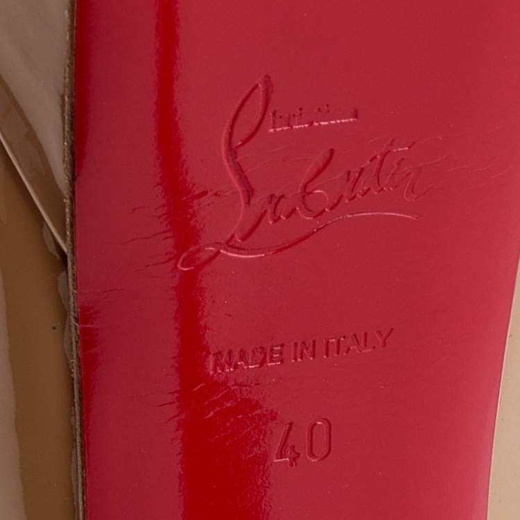 Pre Owned Christian Louboutin Beige Patent Leather Bianca Platform Pumps Size 40