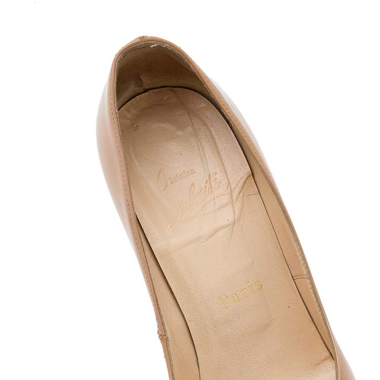 Pre Owned Christian Louboutin Beige Patent Leather New Simple Pumps Size 36