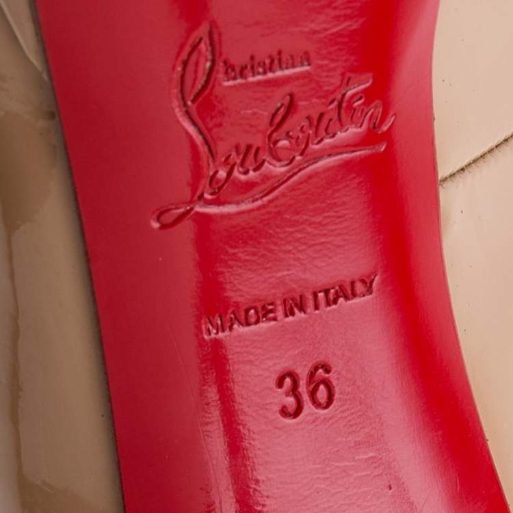 Pre Owned Christian Louboutin Beige Patent Leather New Simple Pumps Size 36