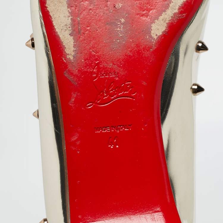 مملوكة مسبقًا Christian Louboutin Light Gold Leather Degraspike Ballet Flats Size 41