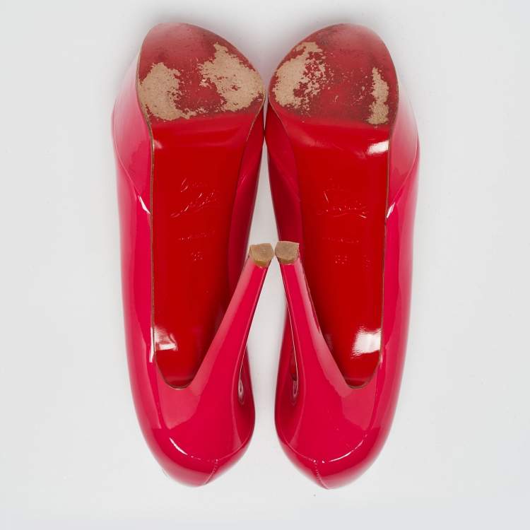 Pre Owned Christian Louboutin Neon Pink Patent Leather Bianca Pumps Size 36