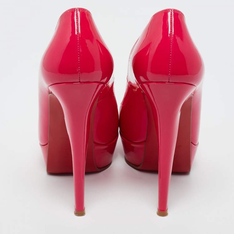 Pre Owned Christian Louboutin Neon Pink Patent Leather Bianca Pumps Size 36