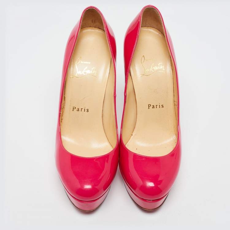 Pre Owned Christian Louboutin Neon Pink Patent Leather Bianca Pumps Size 36