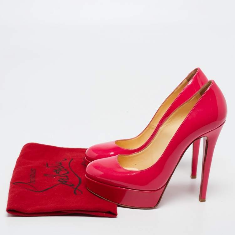 Pre Owned Christian Louboutin Neon Pink Patent Leather Bianca Pumps Size 36