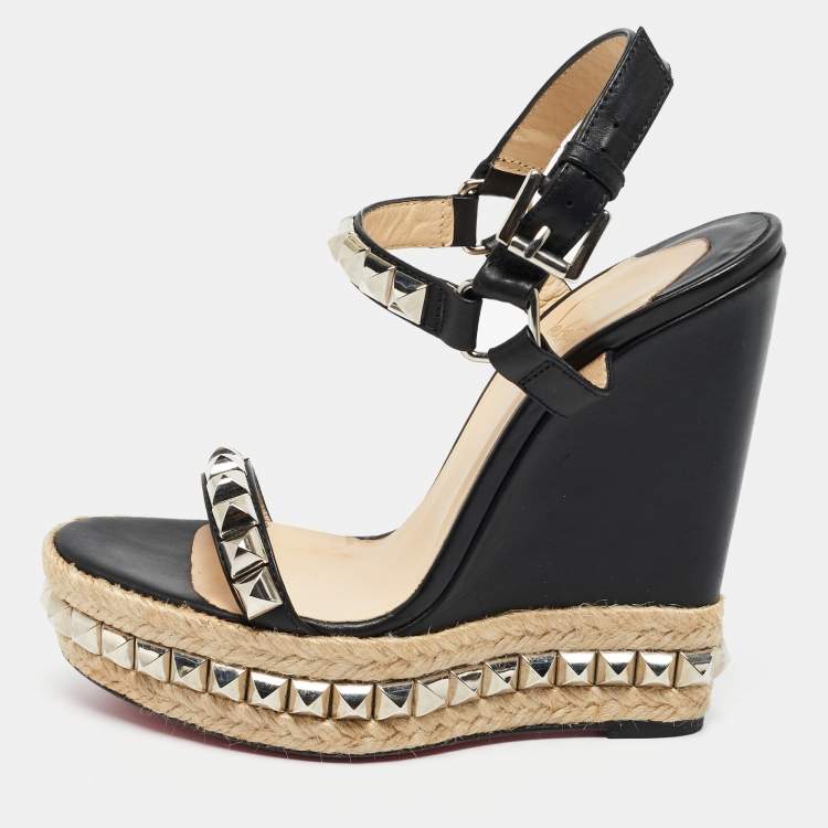 Christian louboutin hot sale wedges black