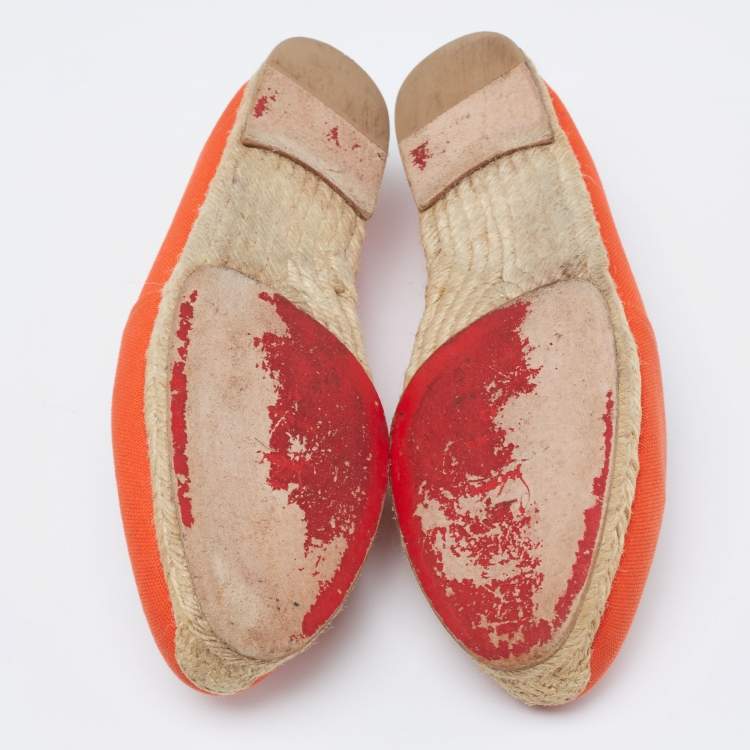 Pre Owned Christian Louboutin Orange Canvas Galia Flat Espadrilles Size 41