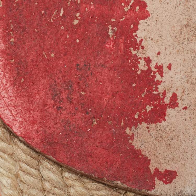 Pre Owned Christian Louboutin Orange Canvas Galia Flat Espadrilles Size 41