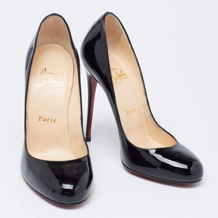 Pre Owned Christian Louboutin Black Patent Leather Fifi Pumps Size 37