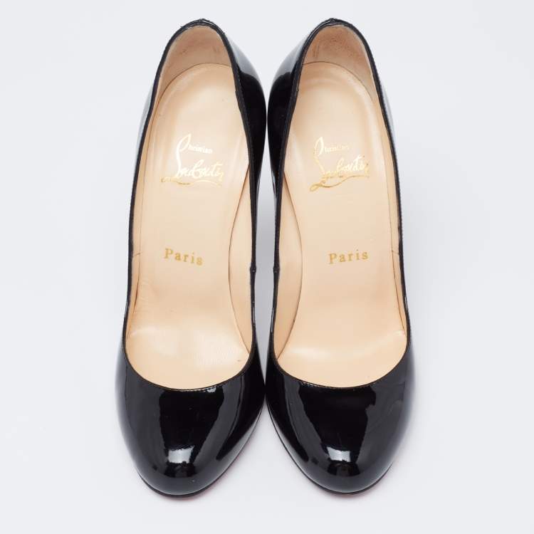 Pre Owned Christian Louboutin Black Patent Leather Fifi Pumps Size 37