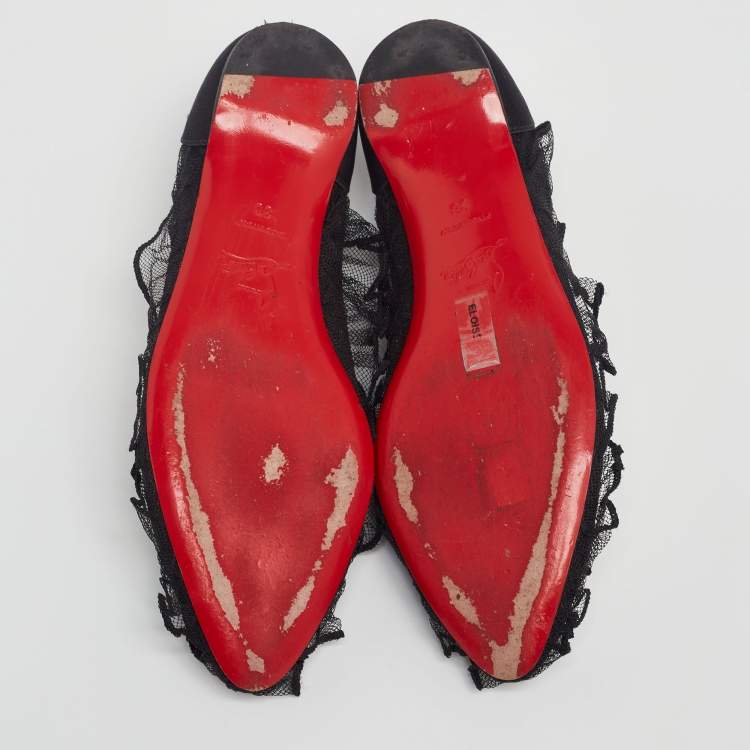 مملوكة مسبقًا Christian Louboutin Black Lace Eloise Ballet Flats Size 36