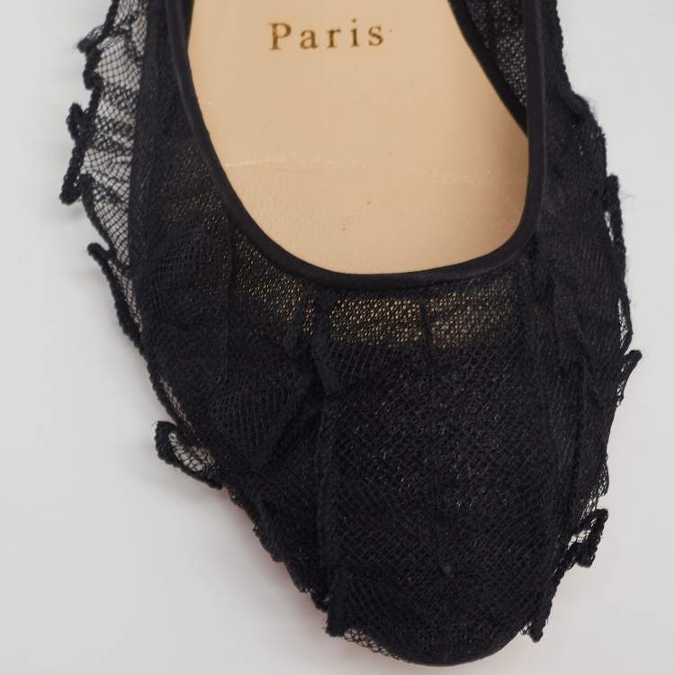 مملوكة مسبقًا Christian Louboutin Black Lace Eloise Ballet Flats Size 36